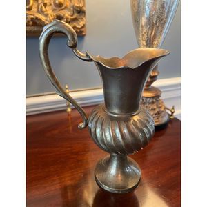 Vintage Brass Pitcher Decorative Pitcher Vase with Handle Swirl Pattern